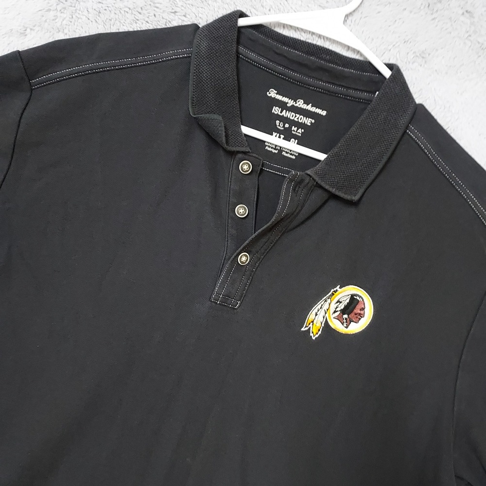 Washington Redskins Polo Shirt Mens XLT Tommy Bahama NFL Island Zone Black Retro